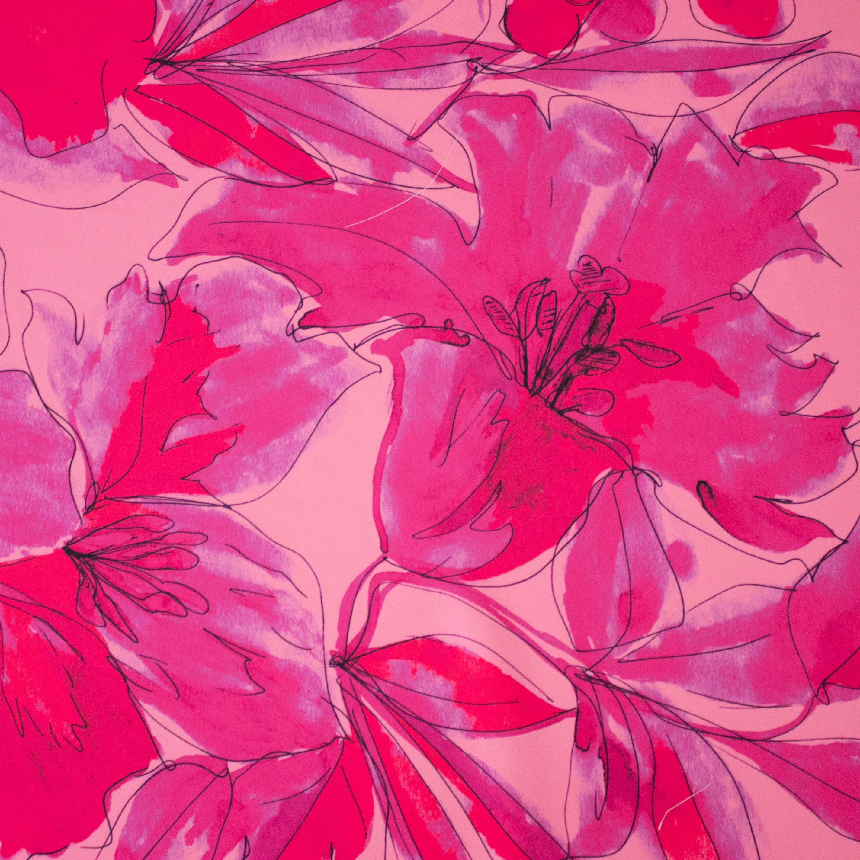 Polyester roos met fuchsia bloemen - Lorré